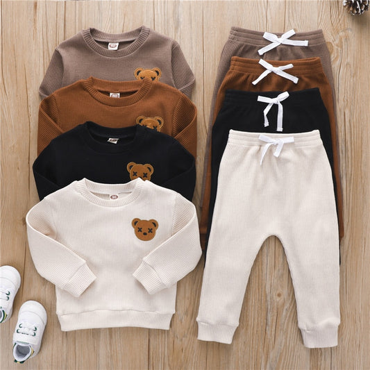 Casual Fit, Bear Embroidered, Top & Jogger Set